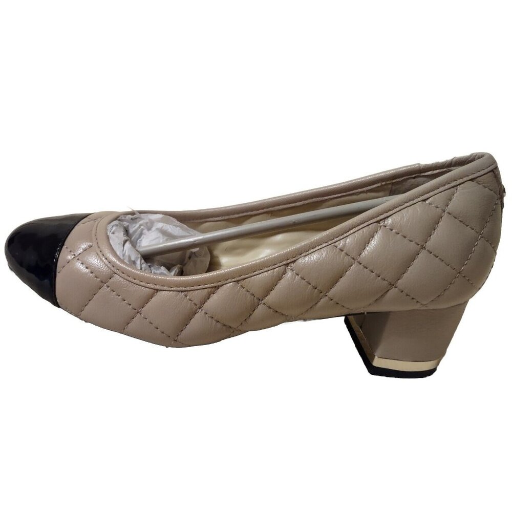 Isaac Mizrahi Live Wedge Heel Womens 7.5M Brown Leather Black Gold Trim